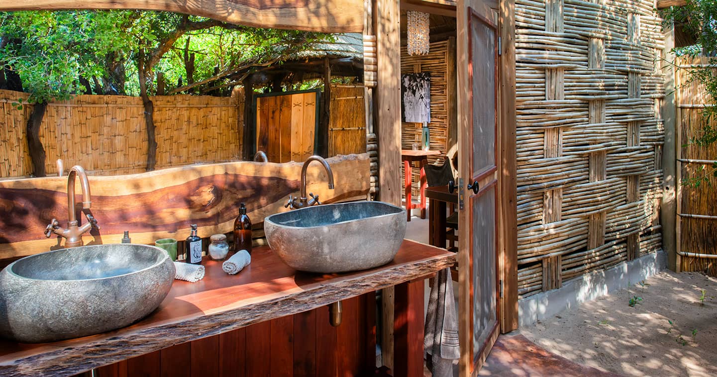 Outdoor bathroom at Mwamba Bush Camp in South Luangwa