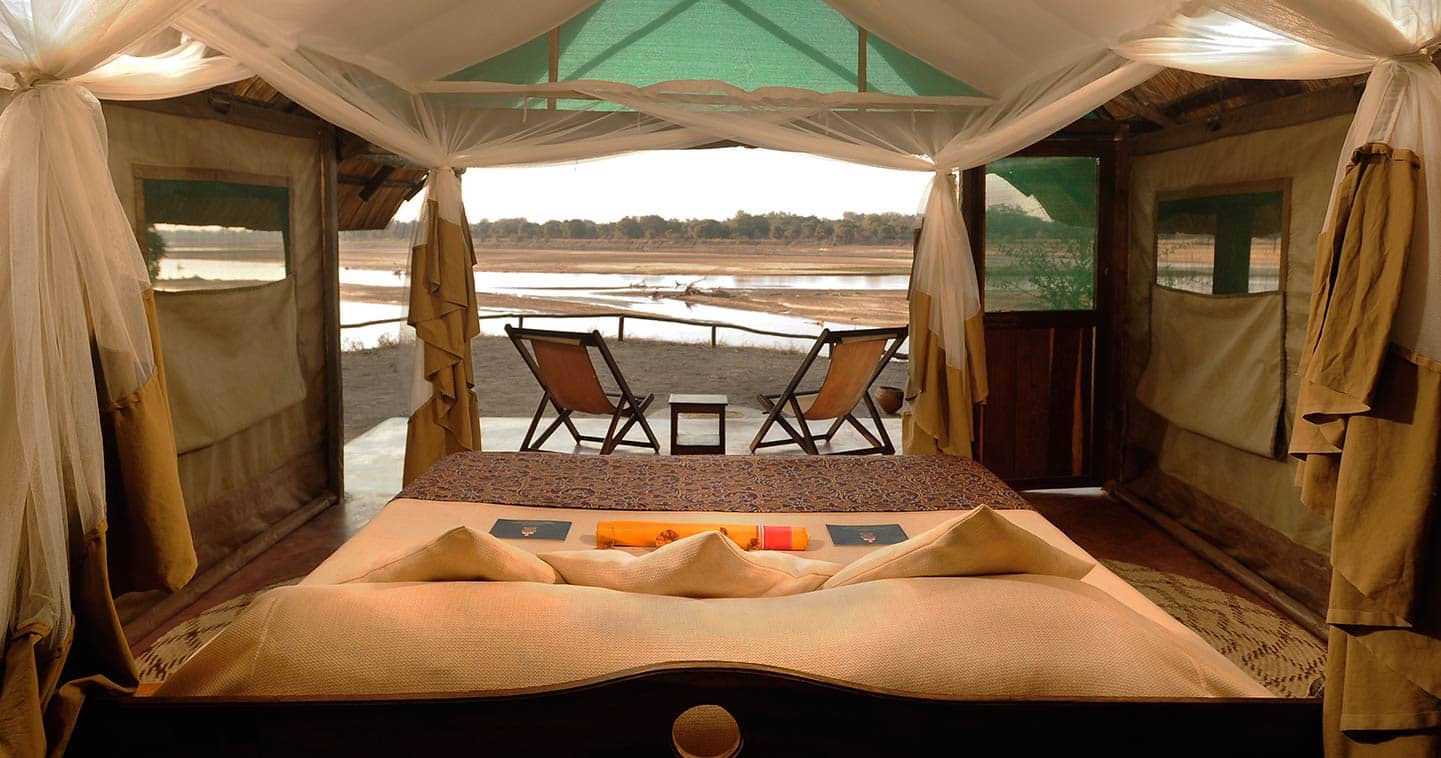 Bedroom at Kakuli Bush Camp with View over The South Luangwa Green Wonderlands