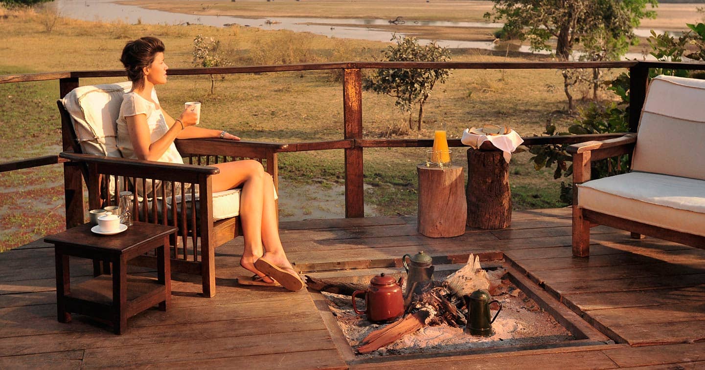 Drink your Coffee at the Kakuli Bush Camp Deck with View over The South Luangwa Green Wonderlands