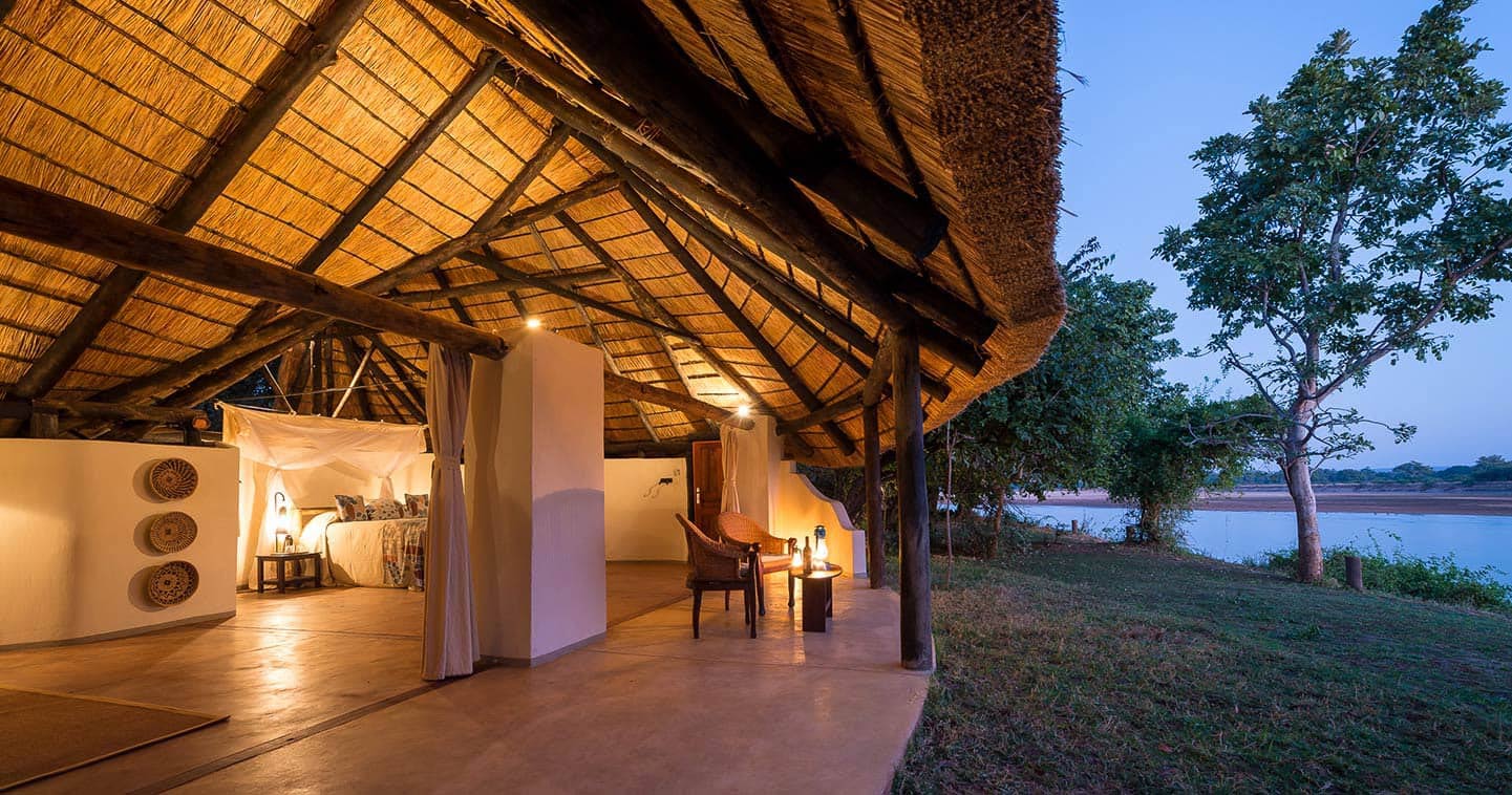 Luxury safari accommodation at Nkwali Camp in South Luangwa