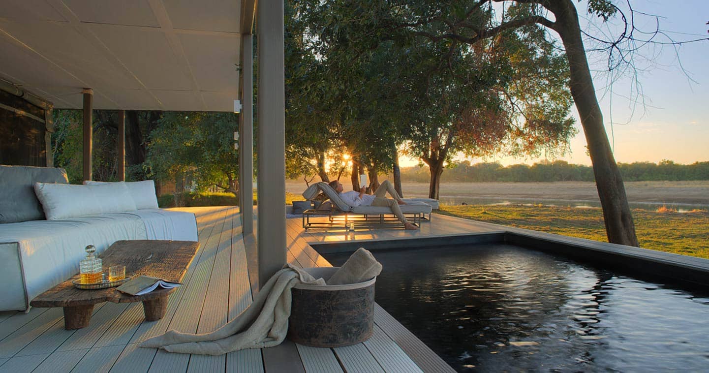 Complete Relaxation at the Pool at Chinzombo in the South Luangwa National Park in Zambia