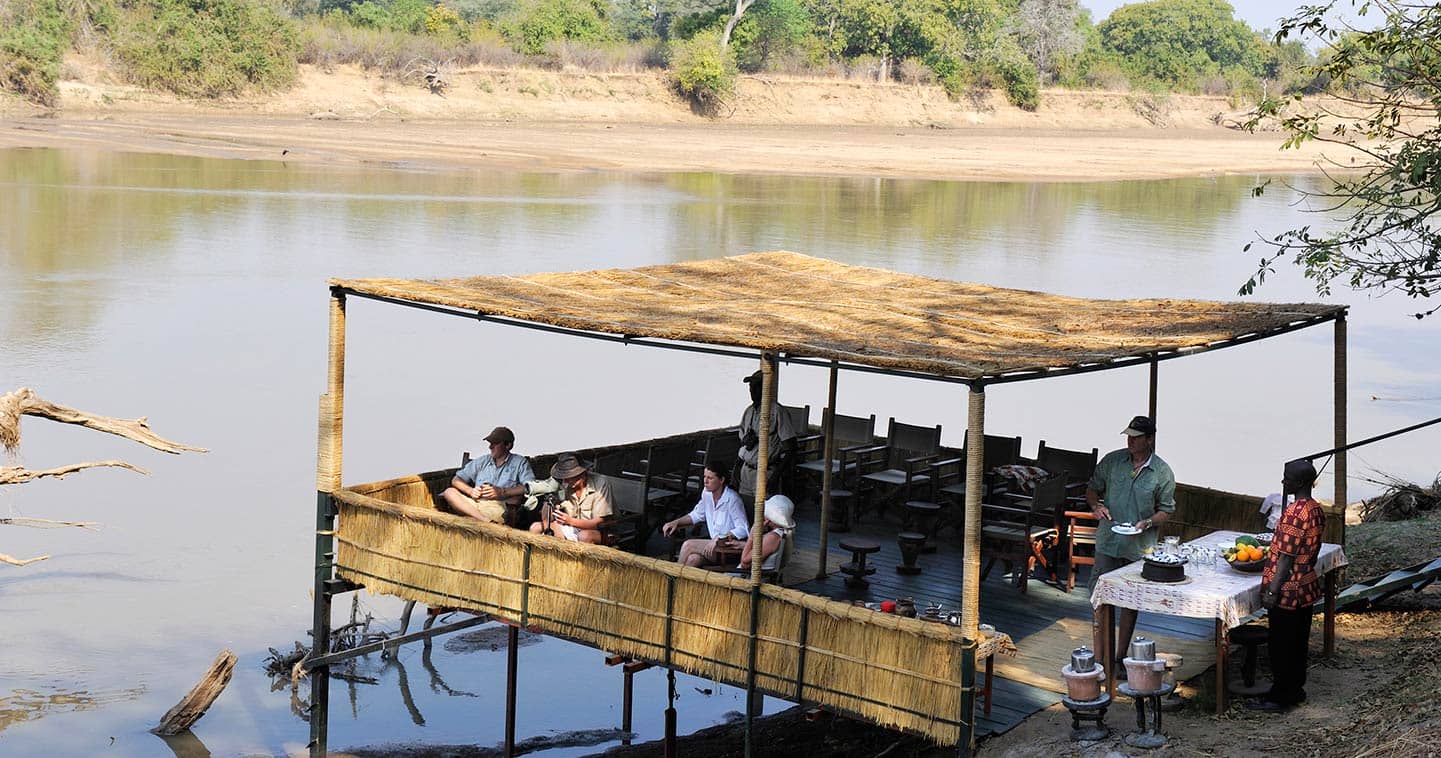 Main deck at Kaingo Camp in Zambia