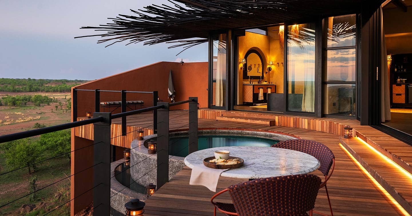 The deck and plunge pool at Chichele Lodge in Zambia