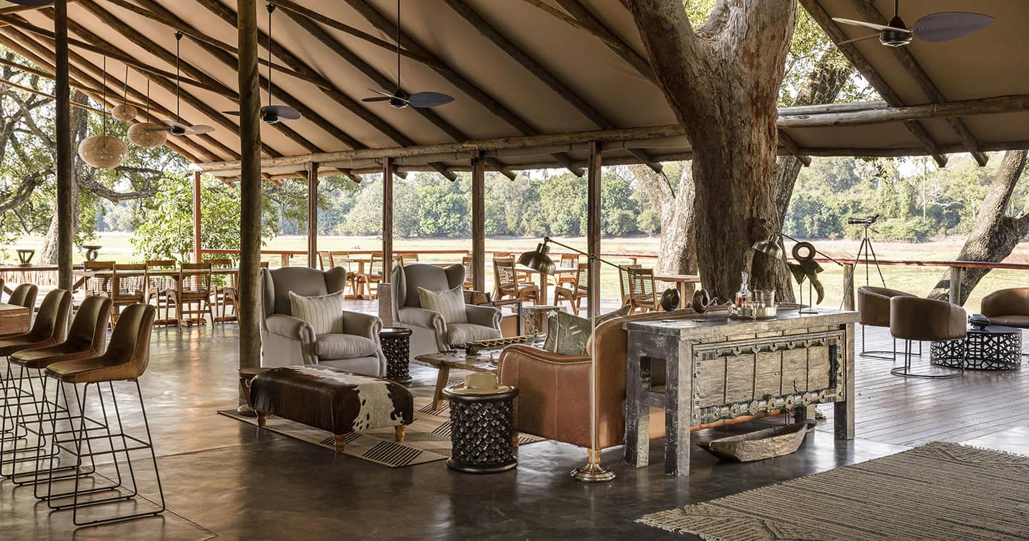 The louge area at Sungani Lodge in Zambia
