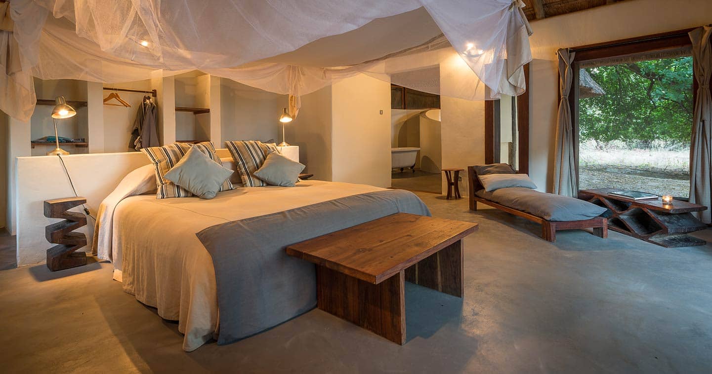 Enjoy the Luxury Bedroom at Luangwa River Camp in the South Luangwa National Park